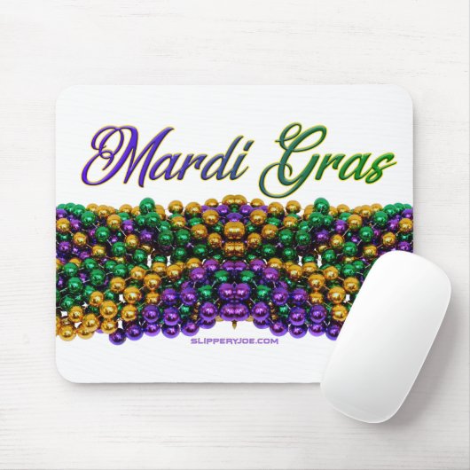 SlipperyJoe's Mardi Gras Bead Kettingen paarse gol Muismat (Met muis)