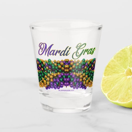 SlipperyJoe's Mardi Gras Bead Kettingen paarse gol Shot Glas (Voorkant)