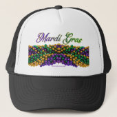 SlipperyJoe's Mardi Gras Bead Kettingen paarse gol Trucker Pet (Voorkant)