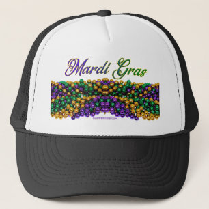 SlipperyJoe's Mardi Gras Bead Kettingen paarse gol Trucker Pet