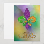 SlipperyJoe's Mardi Gras festival glittery fleur-d Feestdagenkaart (Voorkant / Achterkant)