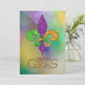SlipperyJoe's Mardi Gras festival glittery fleur-d Feestdagenkaart (Staand voorkant)