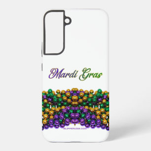 SlipperyJoe's Mardi Gras Kralenkettingen paars gou Samsung Galaxy Hoesje