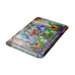 SlipperyJoe's Mardi Gras Mannen paarse gouden groe Badmat