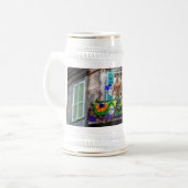 SlipperyJoe's Mardi Gras Mannen paarse gouden groe Bierpul (Voorkant links)