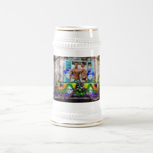 SlipperyJoe's Mardi Gras Mannen paarse gouden groe Bierpul (Center)