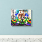 SlipperyJoe's Mardi Gras Mannen paarse gouden groe Canvas Afdruk (Insitu (Houten vloer))