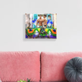 SlipperyJoe's Mardi Gras Mannen paarse gouden groe Canvas Afdruk (Insitu (Woonkamer))