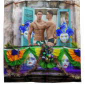 SlipperyJoe's Mardi Gras Mannen paarse gouden groe Douchegordijn (Voorkant)