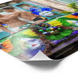 SlipperyJoe's Mardi Gras Mannen paarse gouden groe Foto Afdruk