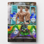 SlipperyJoe's Mardi Gras Mannen paarse gouden groe Fotoplaat (voorkant)