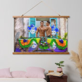 SlipperyJoe's Mardi Gras Mannen paarse gouden groe Hangend Wandkleed (Slaapkamer)