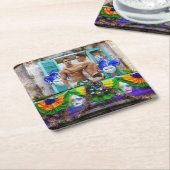 SlipperyJoe's Mardi Gras Mannen paarse gouden groe Kartonnen Onderzetters (Schuin)