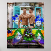 SlipperyJoe's Mardi Gras Mannen paarse gouden groe Poster (Voorkant)