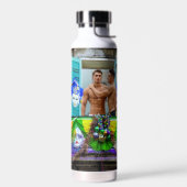 SlipperyJoe's Mardi Gras Mannen paarse gouden groe Waterfles (Links)