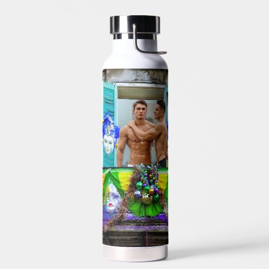 SlipperyJoe's Mardi Gras Mannen paarse gouden groe Waterfles (Links)