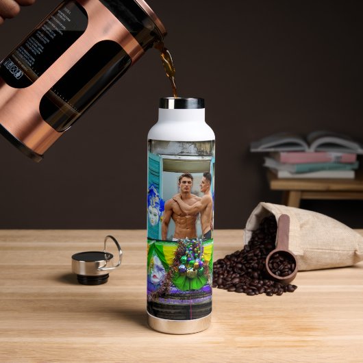 SlipperyJoe's Mardi Gras Mannen paarse gouden groe Waterfles (Koffie)