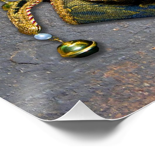 SlipperyJoe's Mardi Gras Mask paars Gold green bl Perfect Poster (Hoek)