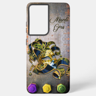 SlipperyJoe's Mardi Gras Mask paars Gold green bl Samsung Galaxy Hoesje