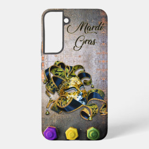 SlipperyJoe's Mardi Gras Mask paars Gold green bl Samsung Galaxy Hoesje
