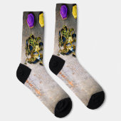 SlipperyJoe's Mardi Gras Mask paars Gold green bl Sokken (Rechts)