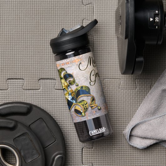 SlipperyJoe's Mardi Gras Mask paars Gold green bl Waterfles (Gym)