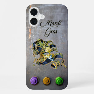 SlipperyJoe's Mardi Gras-maskerade masker paars ge iPhone 16 Plus Hoesje