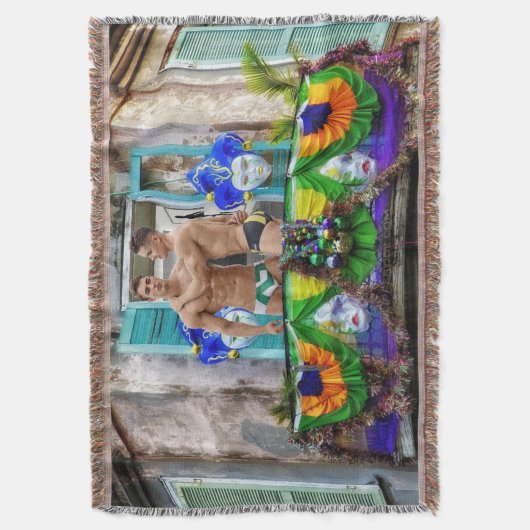 SlipperyJoe's Mardi Gras maskers kralen decoraties Deken (Voorkant Verticaal)