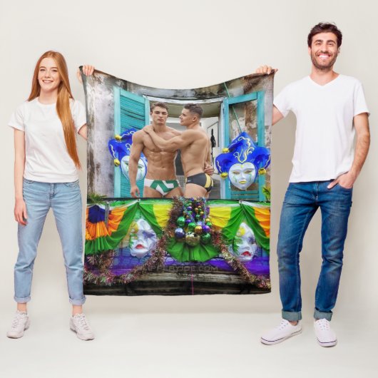 SlipperyJoe's Mardi Gras maskers kralen decoraties Fleece Deken (In situ)