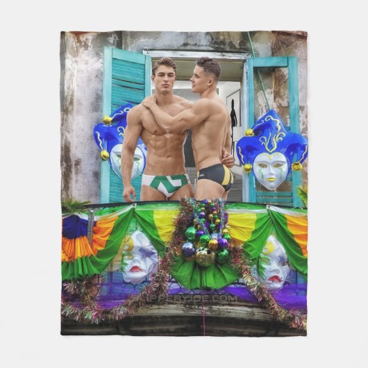 SlipperyJoe's Mardi Gras maskers kralen decoraties Fleece Deken (Voorkant)