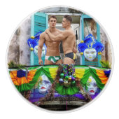 SlipperyJoe's Mardi Gras maskers kralen decoraties Keramische Knop (Voorkant)