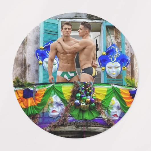 SlipperyJoe's Mardi Gras maskers kralen decoraties Labels (Design 2)