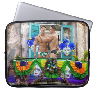 SlipperyJoe's Mardi Gras maskers kralen decoraties Laptop Sleeve