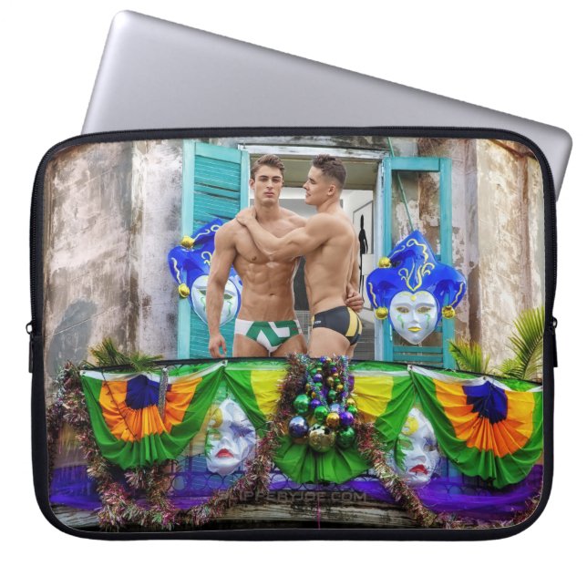 SlipperyJoe's Mardi Gras maskers kralen decoraties Laptop Sleeve (Voorkant)