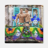 SlipperyJoe's Mardi Gras maskers kralen decoraties Magneet (Voorkant)