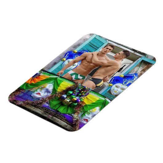 SlipperyJoe's Mardi Gras maskers kralen decoraties Magneet (Linkerzijde)