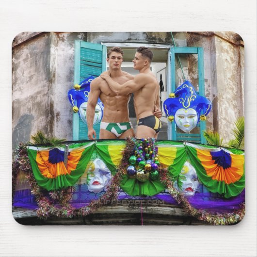 SlipperyJoe's Mardi Gras maskers kralen decoraties Muismat (Voorkant)