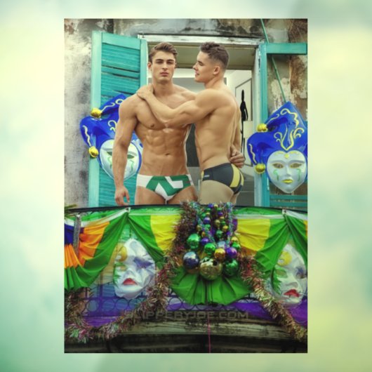 SlipperyJoe's Mardi Gras maskers kralen decoraties Raamsticker (Vel 3)