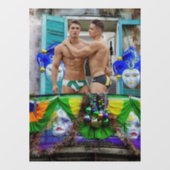 SlipperyJoe's Mardi Gras maskers kralen decoraties Raamsticker (Vel)