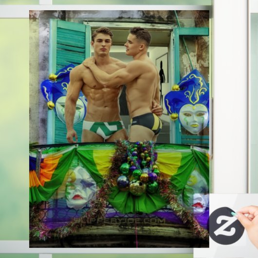 SlipperyJoe's Mardi Gras maskers kralen decoraties Raamsticker (Huis)