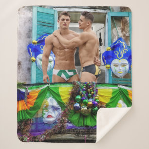 SlipperyJoe's Mardi Gras maskers kralen decoraties Sherpa Deken