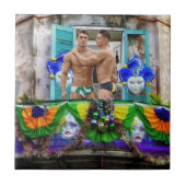 SlipperyJoe's Mardi Gras maskers kralen decoraties Tegeltje (Voorkant)