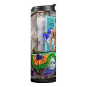 SlipperyJoe's Mardi Gras maskers kralen decoraties Thermosbeker (Gedraaid links)