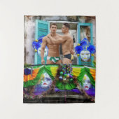 SlipperyJoe's Mardi Gras maskers kralen decoraties Wandkleed (Voorkant)