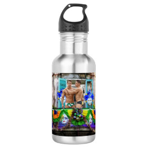 SlipperyJoe's Mardi Gras maskers kralen decoraties Waterfles