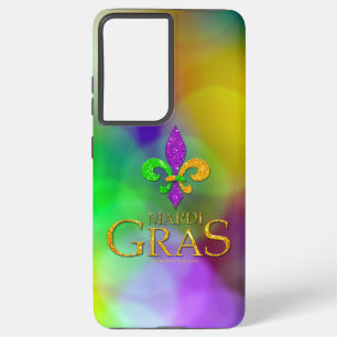SlipperyJoe's Mardi Gras paarse gouden groene vloo Samsung Galaxy Hoesje