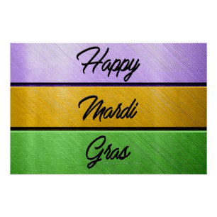 SlipperyJoe's Mardi Gras paarse gouden metalen Perfect Poster
