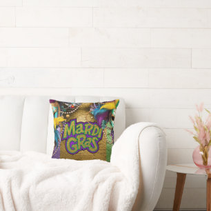 SlipperyJoe's Mardi Gras-thema grafische doubloons Kussen