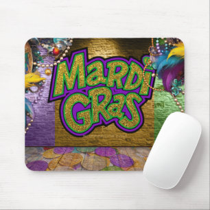 SlipperyJoe's Mardi Gras-thema grafische doubloons Muismat