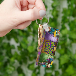 SlipperyJoe's Mardi Gras-thema grafische doubloons Sleutelhanger